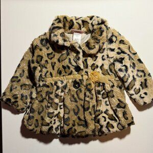 Baby Girl Leopard Print Faux Fur Coat
